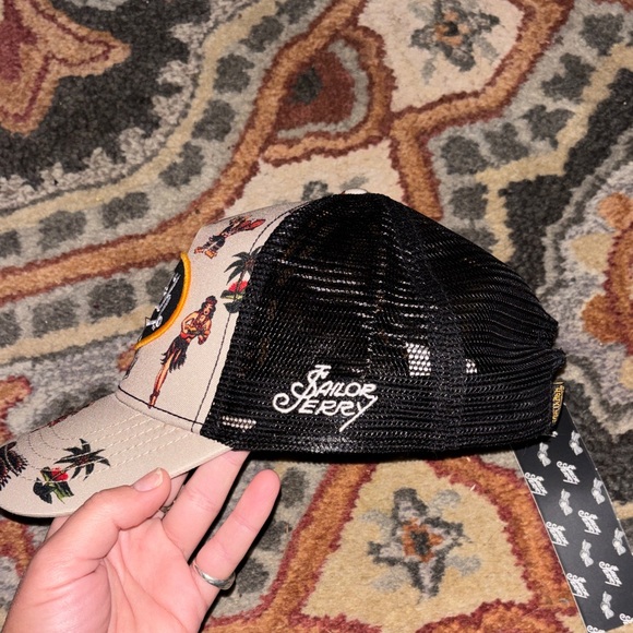 Von Dutch Beige and Black Trucker Cap with Bold Graphics - Picture 2 of 4